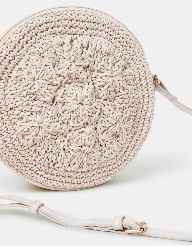 Round Macrame Bag Cream, , large