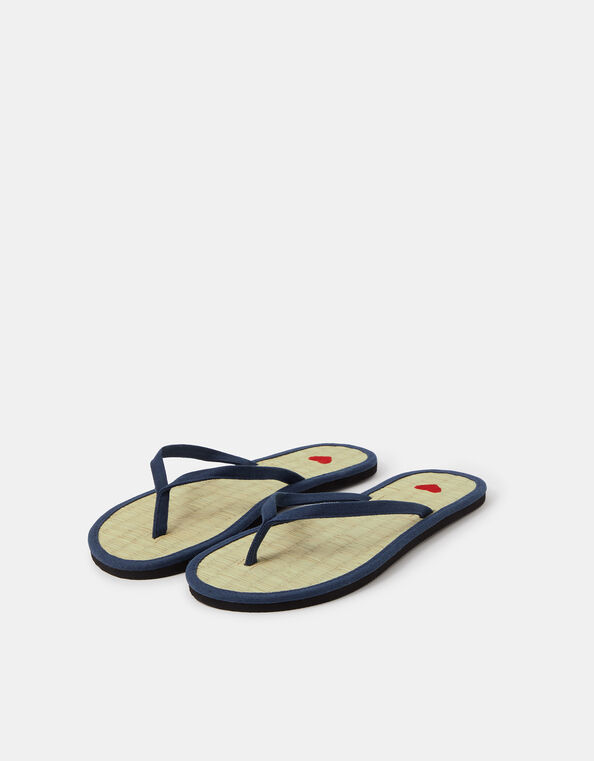 Heart Seagrass Flip Flops, Blue (NAVY), large