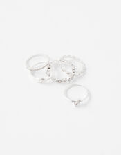 Engagement Stacking Rings with Recycled Metal, White (CRYSTAL), large