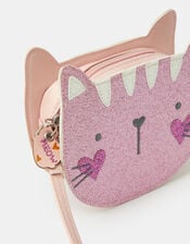 Girls Glitter Cat Crossbody Bag, , large