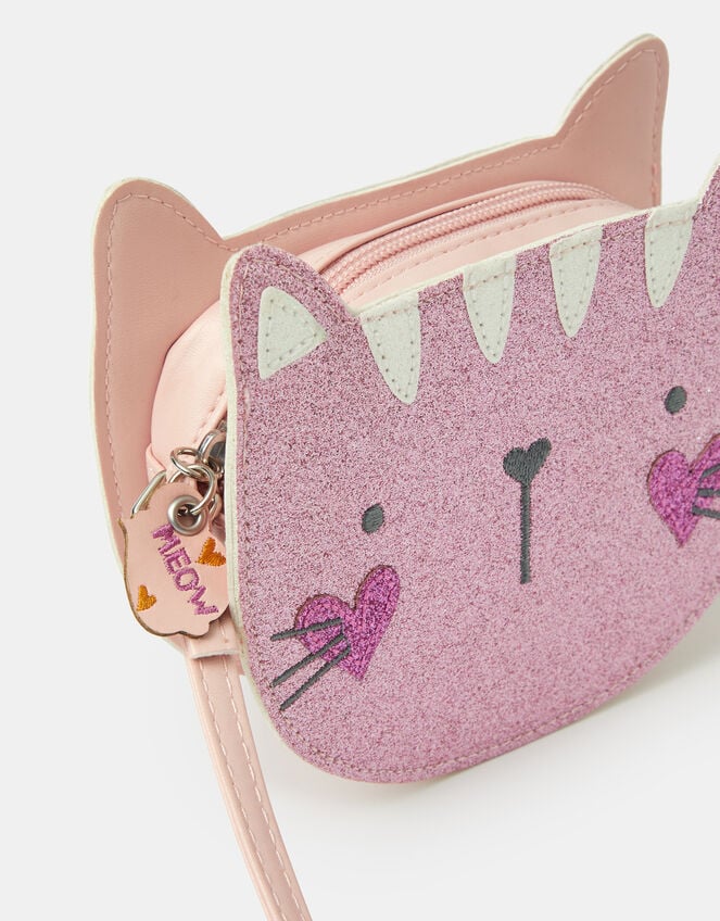 Girls Glitter Cat Crossbody Bag, , large