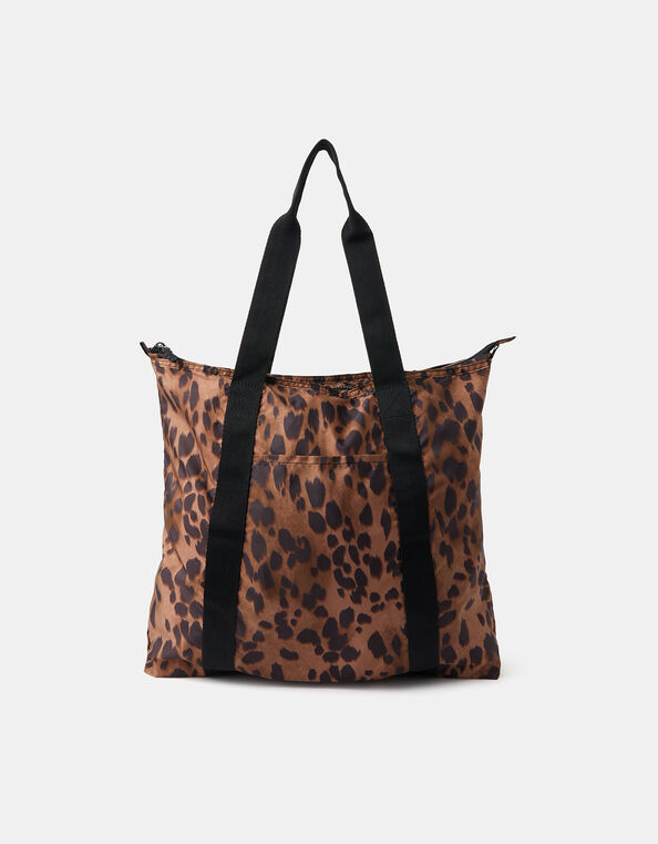 Animal Print Packable Tote Bag, , large