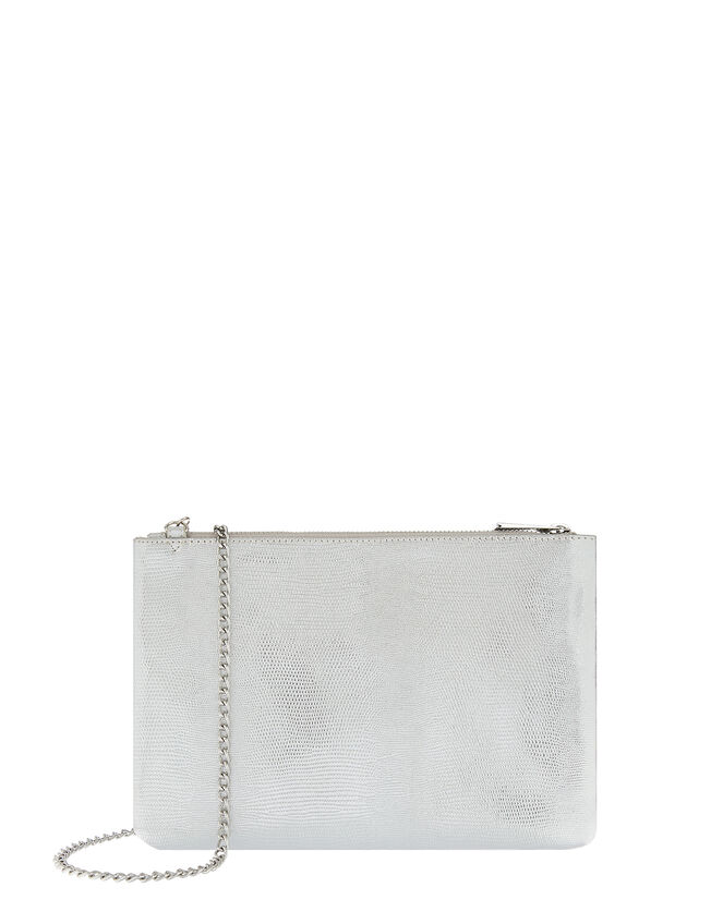 Zip Clutch Bag, Silver (SILVER), large