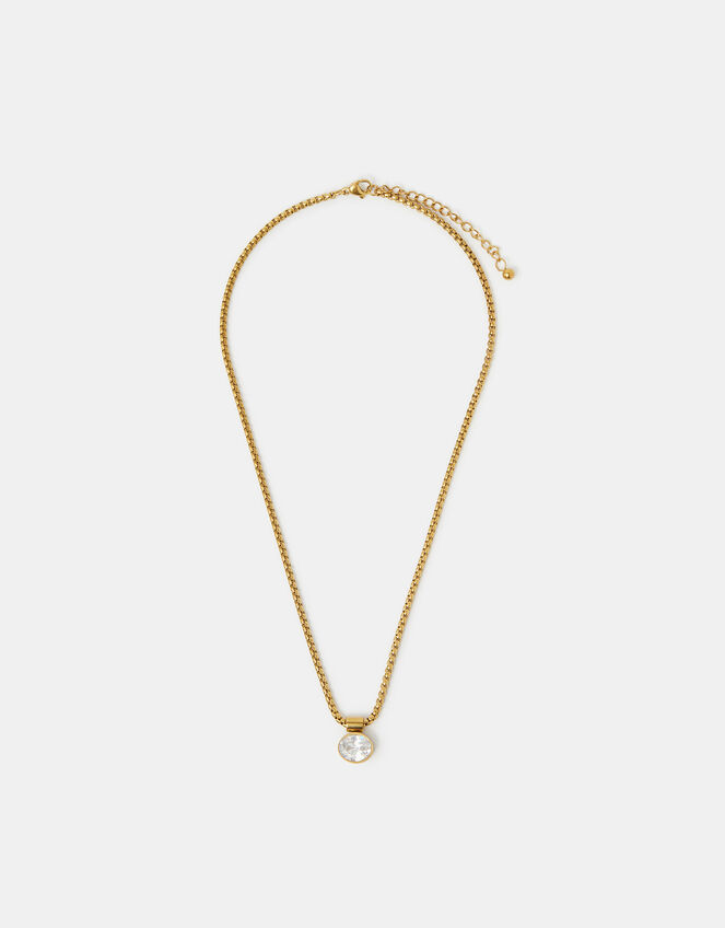 Stainless Steel Oval Pendant Necklace, , large