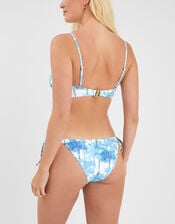 Palm Print Tie Bikini Bottoms, White (WHITE), large