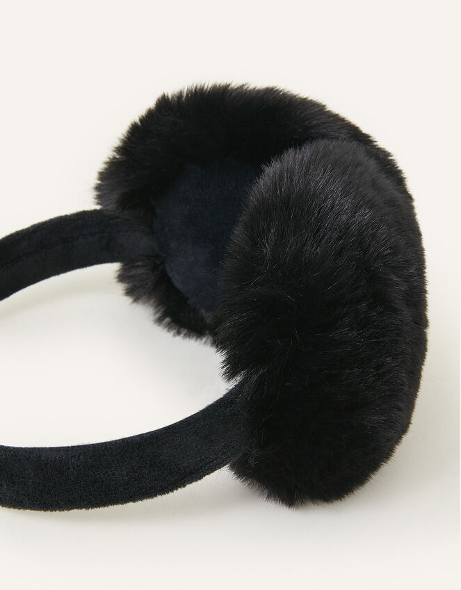 Faux Fur Earmuffs, Black (BLACK), large