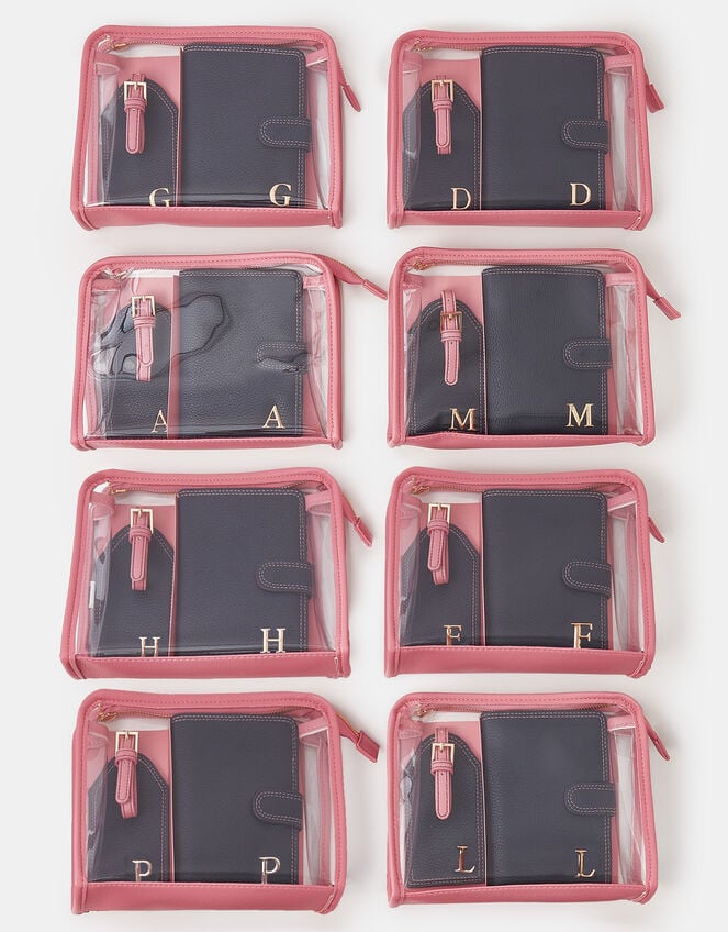 Initial Passport Holder & Luggage Tag, Blue (NAVY), large