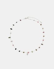 Sterling Silver-Plated Semi-Precious Stone Station Necklace, , large