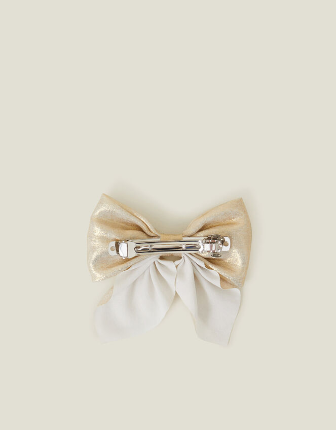 Girls Shimmer Bow Barrette Hair Clip, , large