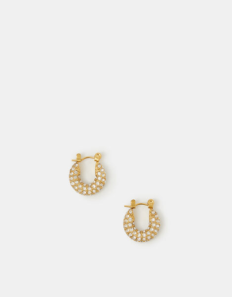 Stainless Steel Chunky Pav&eacute; Hoop Earrings, , large