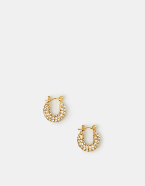 Stainless Steel Chunky Pav&eacute; Hoop Earrings, , large