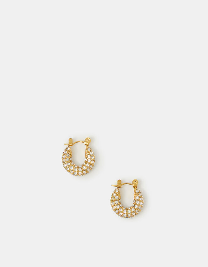 Stainless Steel Chunky Pav&eacute; Hoop Earrings, , large