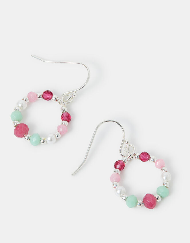 Sterling Silver-Plated Stone Bead Drop Earrings, , large