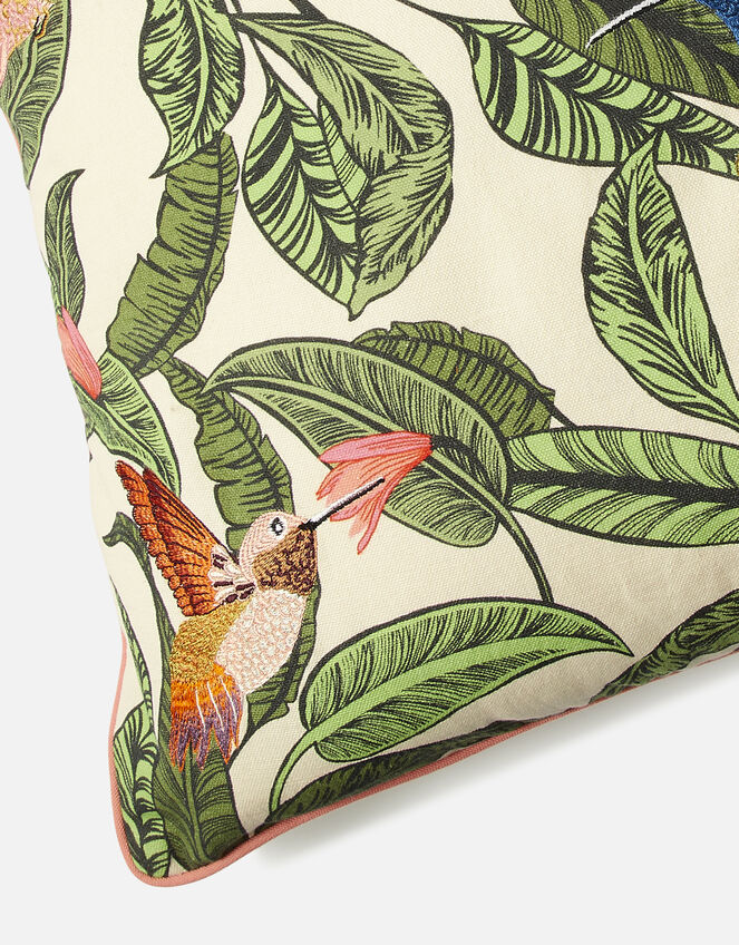 Botanical Birds Embroidered Cushion Cover, , large