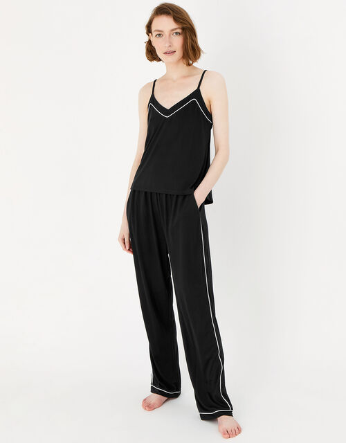 Vest Piping Pyjama Set, Black (BLACK), large