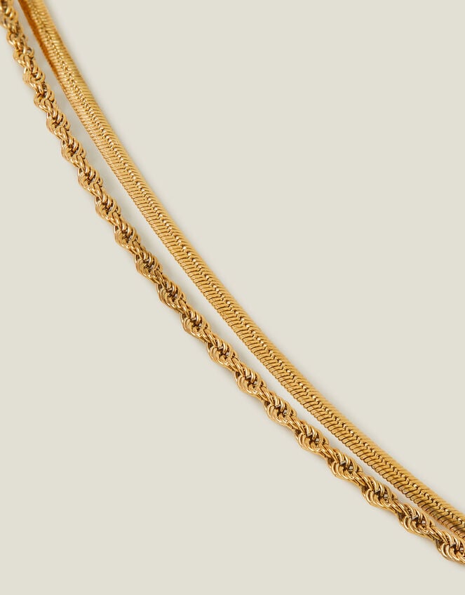 14ct Gold-Plated Stainless Steel Layered Twist Omega Bracelet, , large