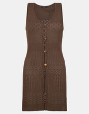Crochet Knit Sleeveless Top, Brown (BROWN), large