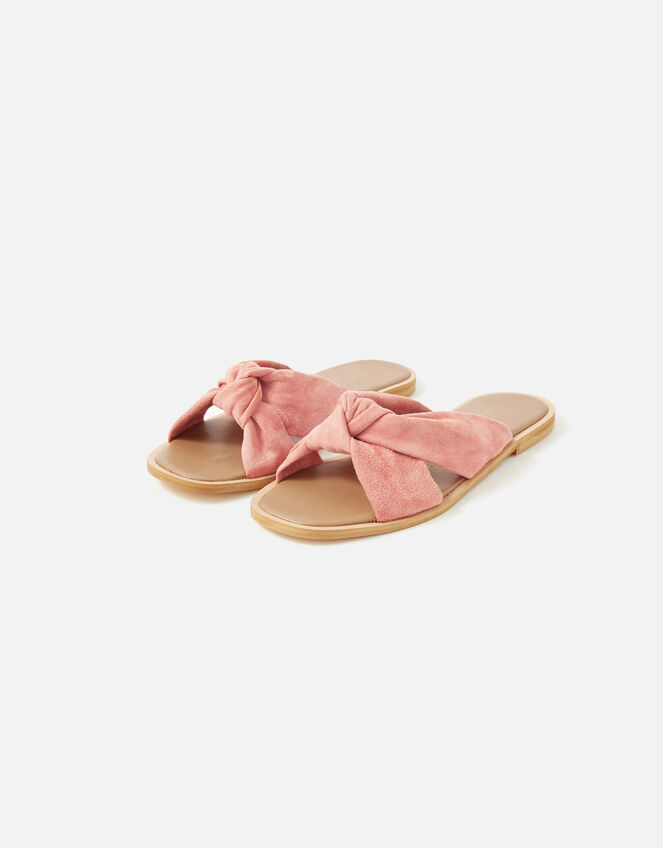 Leather Knotted Sliders , Pink (PINK), large