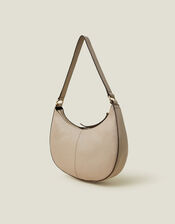 Leather Scoop Shoulder Bag, Nude (NUDE), large