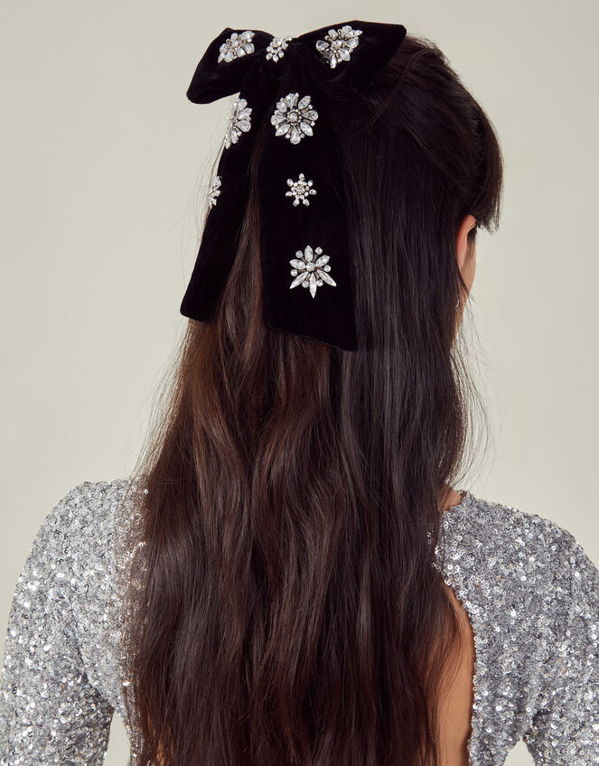 Gem Encrusted Bow Hair Clip, , large