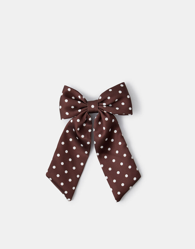 Polka Dot Bow Barrette Hair Clip, , large