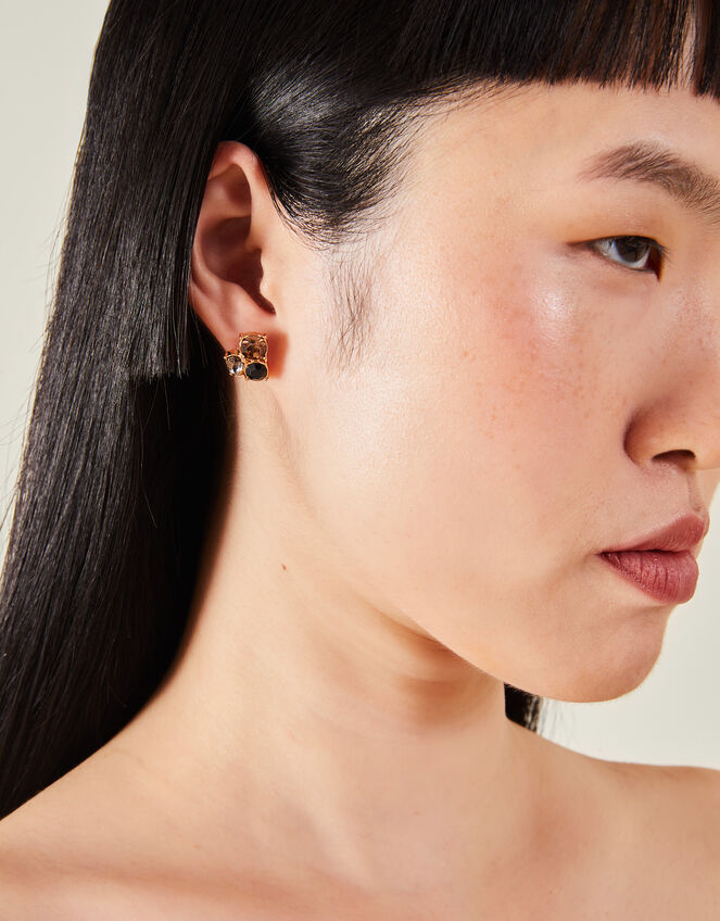 Gem Cluster Stud Earrings, , large