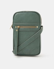 Faux Leather Crossbody Phone Bag, Teal (TEAL), large