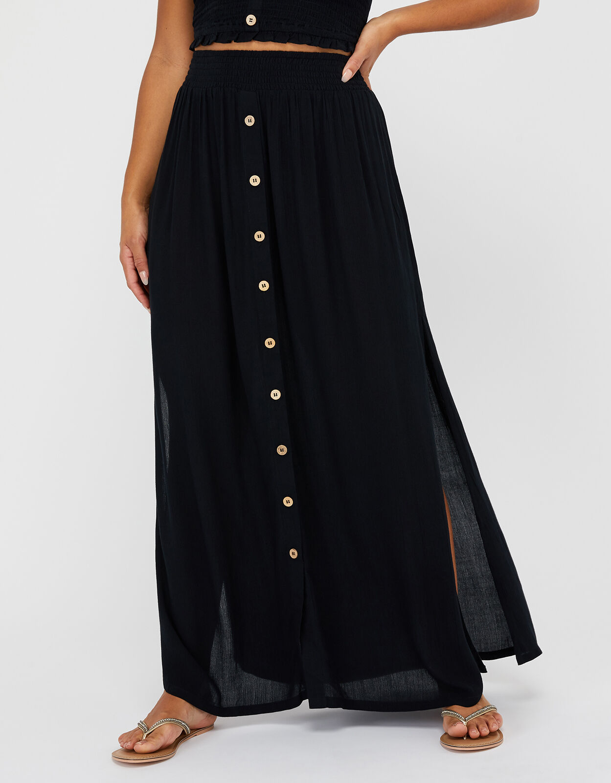 black beach maxi skirt