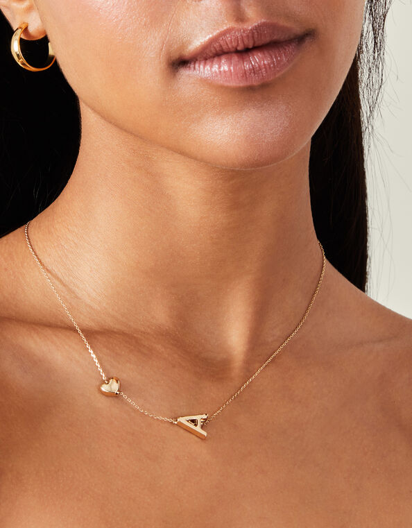 Heart Initial Necklace, Gold (GOLD), large
