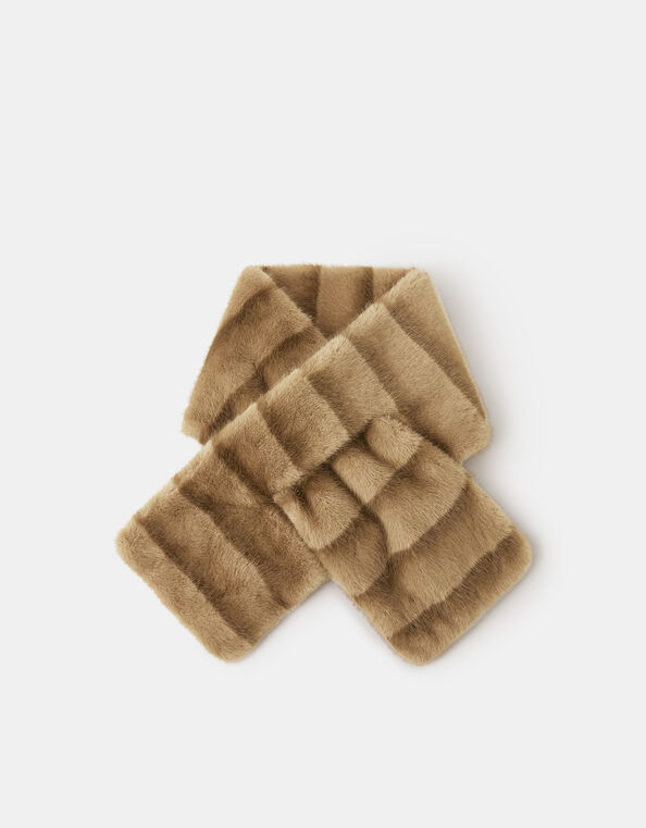Stripe Faux Fur Stole Scarf, , large