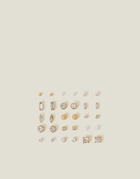 15-Pack Sparkle Stud Earrings, White (CRYSTAL), large