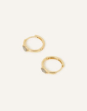 14ct Gold-Plated Front Facing Labradorite Huggie Hoops, , large