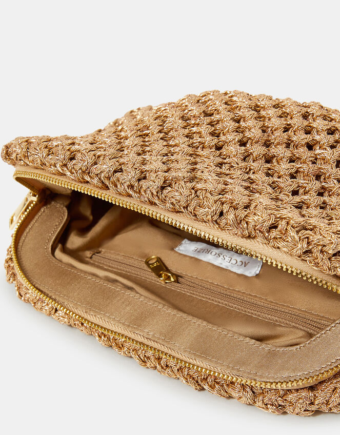 Metallic Woven Clutch Bag, , large