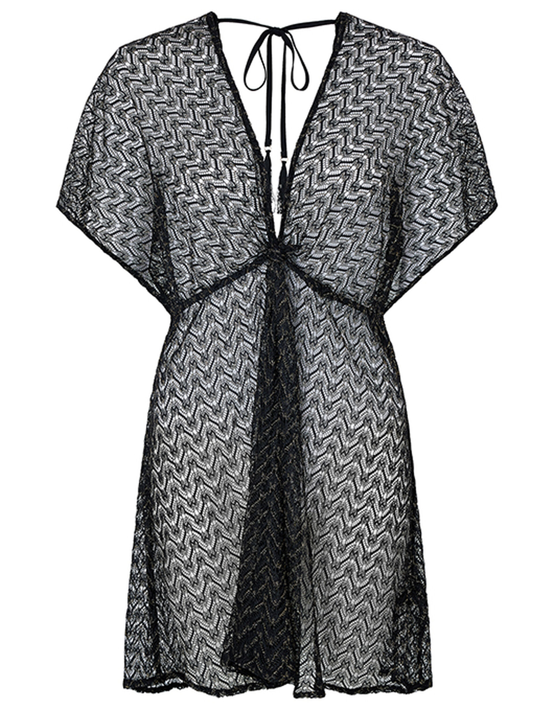 Sheer Shimmer Lace Kaftan, Black (BLACK), large