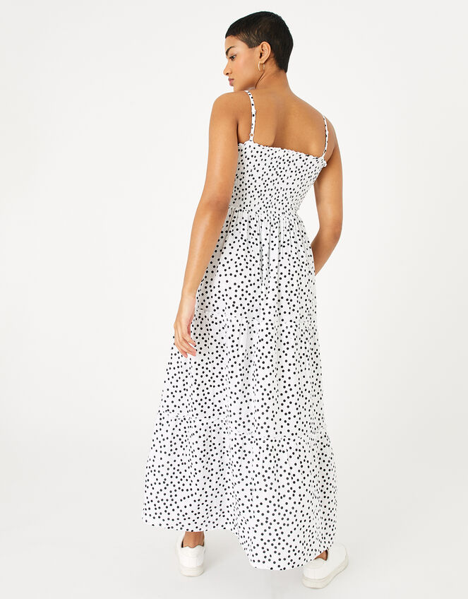 Spotty Maxi Bandeau Dress in Organic Cotton , Black (BLACK WHITE), large
