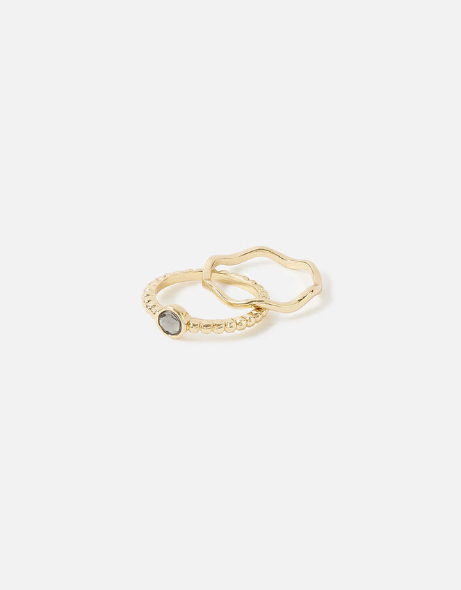 Bubble Stone Stacking Rings Set of Two, Grey (GREY), large