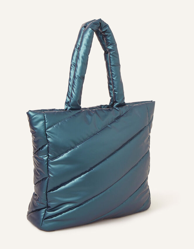 Metallic Tote Bag, Teal (TEAL), large