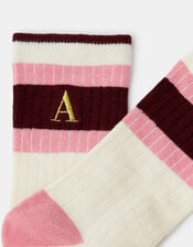 Initial Stripe Socks, Multi (BRIGHTS MULTI), large