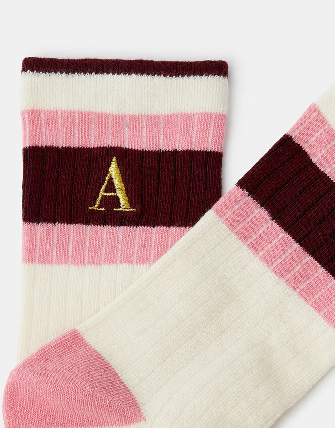 Initial Stripe Socks, Multi (BRIGHTS MULTI), large