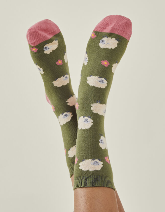 Flower Sheep Printed Socks, , large