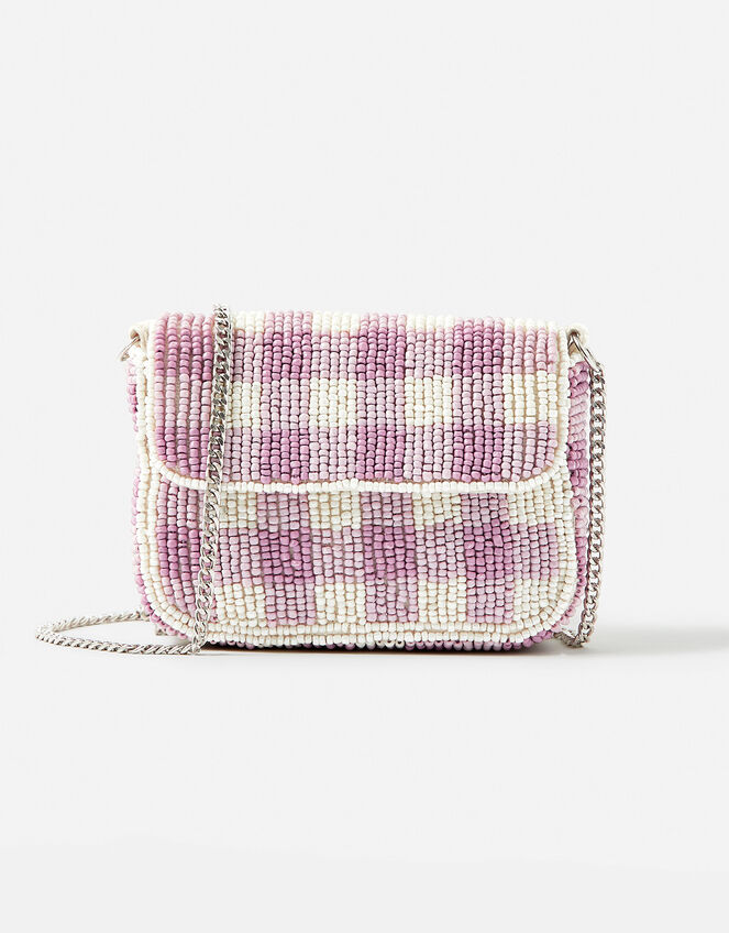 Gingham Mini Purse, Purple (LILAC), large