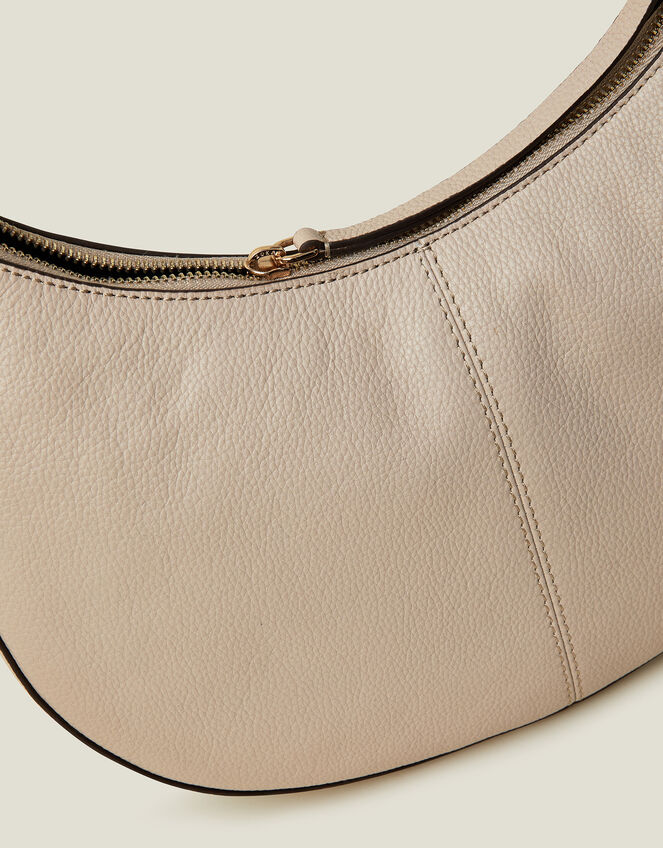 Leather Scoop Shoulder Bag, Nude (NUDE), large