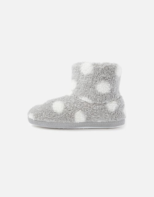 Spot Print Fluffy Slipper Boots, Grey (GREY), large
