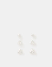 3-Pack Sterling Silver Ball Stud Earrings, , large