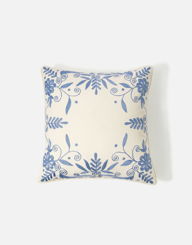Riviera Embroidered Cushion Cover, Blue (BLUE), large
