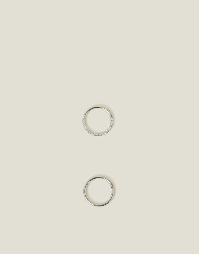 2-Pack Platinum-Plated Surgical Steel Septum Clicker Hoops, , large