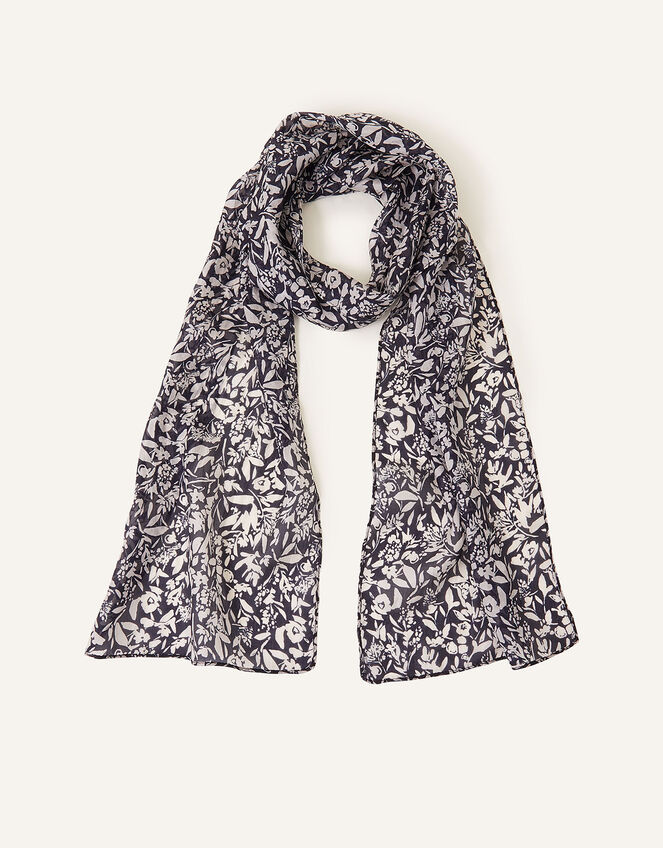 Ditsy Print Silk Scarf, , large