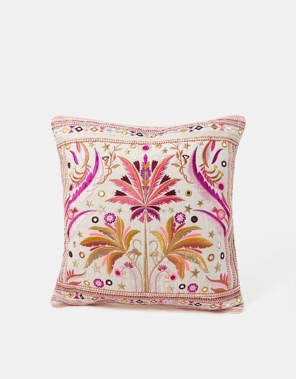 Palm Embellished Square Cushion Cover, , large