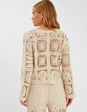 Crochet Cardigan, Natural (NATURAL), large