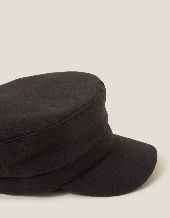Textured Baker Boy Hat, Black (BLACK), large